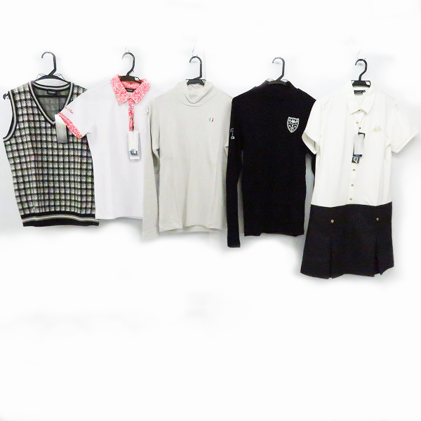 実際に弊社で買取させて頂いた【未使用】Kappa/カッパ  レディース ゴルフウエア ワンピース/長袖 ハイネックシャツ/Vネックベスト等/L 5点セット