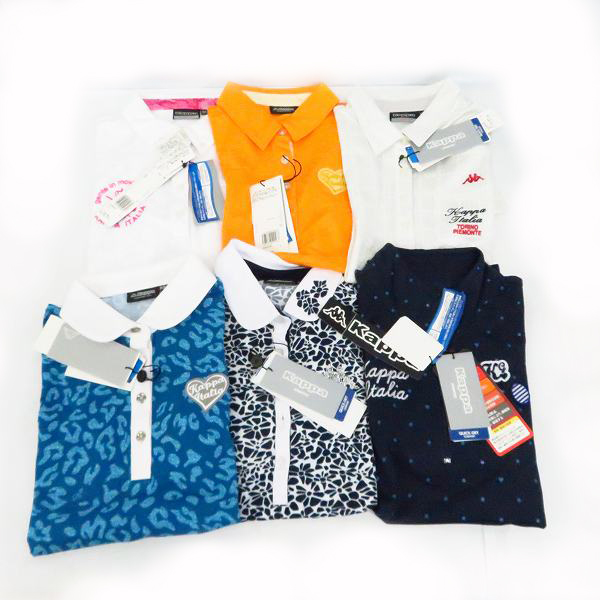 実際に弊社で買取させて頂いた【未使用】Kappa/カッパ  レディース ゴルフウエア ドット柄ハイネック/レオパード柄 ポロシャツ等/M 6点セット