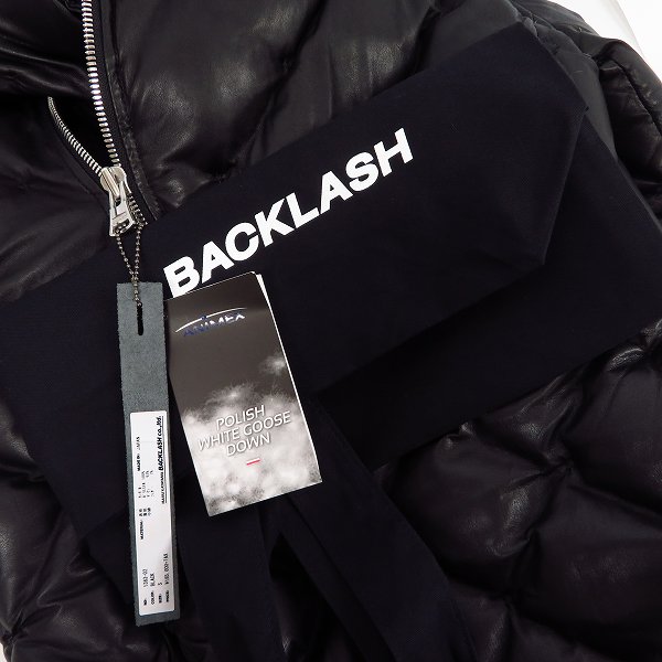 実際に弊社で買取させて頂いたBACKLASH/バックラッシュ カンガルーレザー キルティング ホワイトグース ダウンジャケット ブラック 1363-02/Sの画像 7枚目