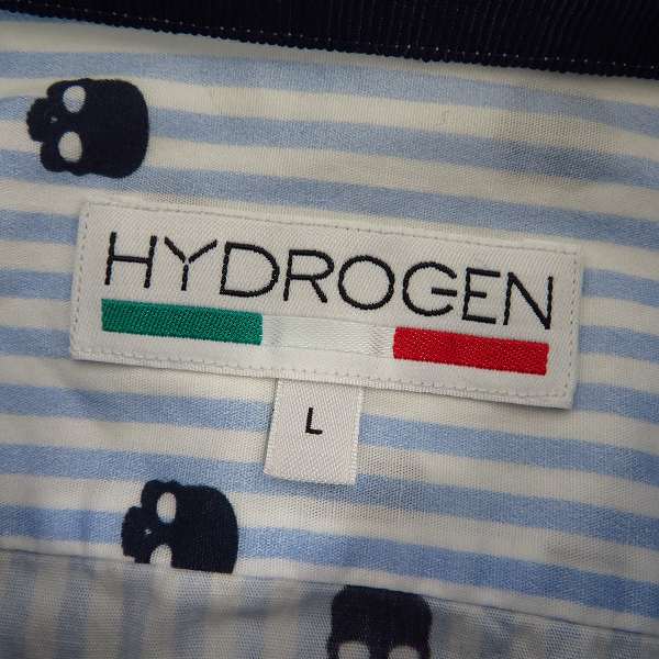 実際に弊社で買取させて頂いたHYDROGEN/ハイドロゲン ストライプ/総スカル柄 ロングスリーブ/長袖 シャツ Size：Lの画像 2枚目