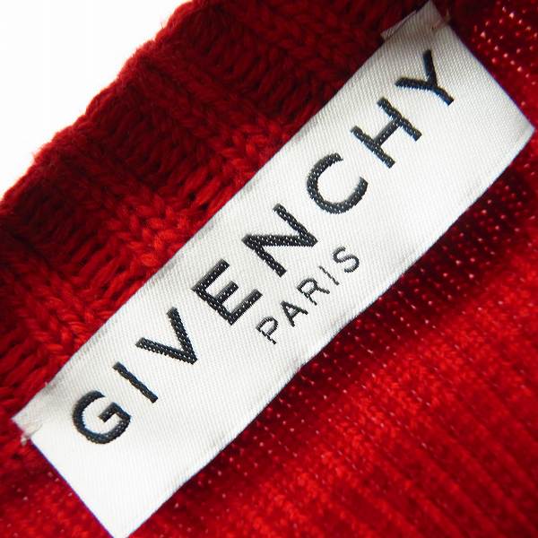 実際に弊社で買取させて頂いた【JPタグ】GIVENCHY/ジバンシィ 2020SS 袖ロゴ/ライン バンドヘビークルーネックセーター レッド/赤 BM90C04Y51/S の画像 2枚目