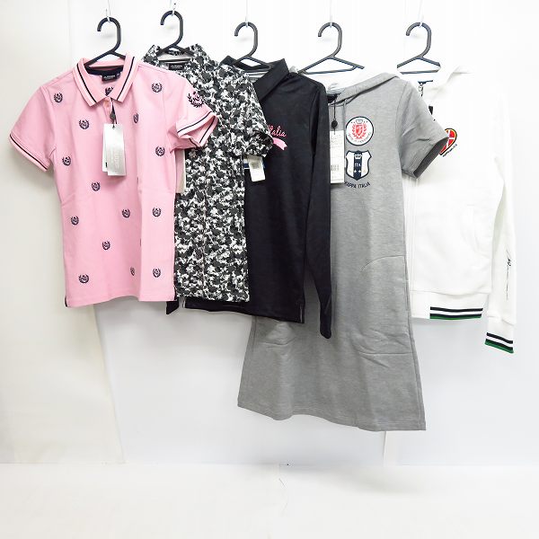 実際に弊社で買取させて頂いた【未使用】Kappa/カッパ  レディース ゴルフウエア 長袖ポロシャツ/フード付きワンピース/ブルゾン等/M 5点セット