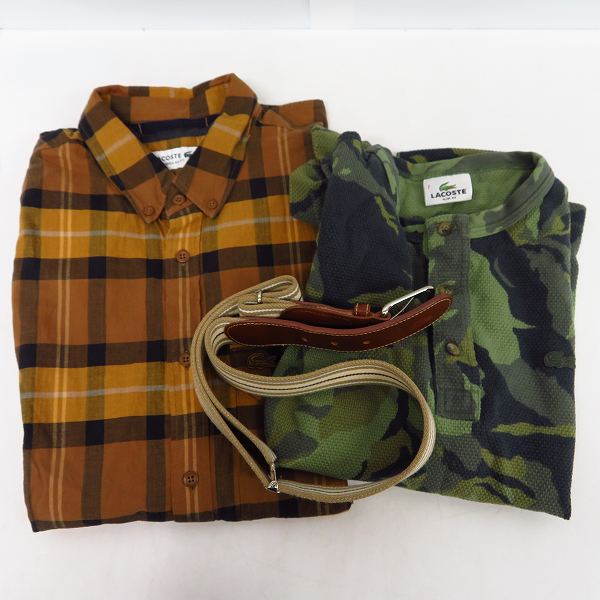 実際に弊社で買取させて頂いたLACOSTE/ラコステ 長袖シャツ/カットソー/ベルト 2/M/不明 3点セット