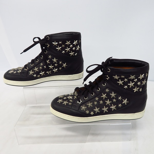 実際に弊社で買取させて頂いたJIMMY CHOO/ジミーチュウ スタースタッズ ハイカット レザー スニーカー/38の画像 3枚目