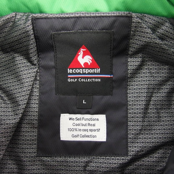 実際に弊社で買取させて頂いた【未使用】Le coq sportif/ルコック 2WAY 小雨対応 中綿ブルゾン ゴルフウェア ブラック×グリーン QG6303/Lの画像 3枚目