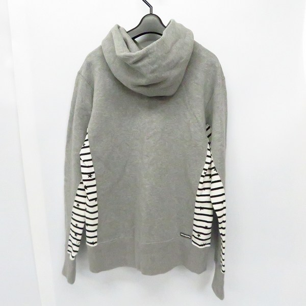 実際に弊社で買取させて頂いたuniform experiment/ユニフォームエクスペリメント 星/ボーダー ロゴプリントプルオーバーパーカー UE-156082/2の画像 1枚目