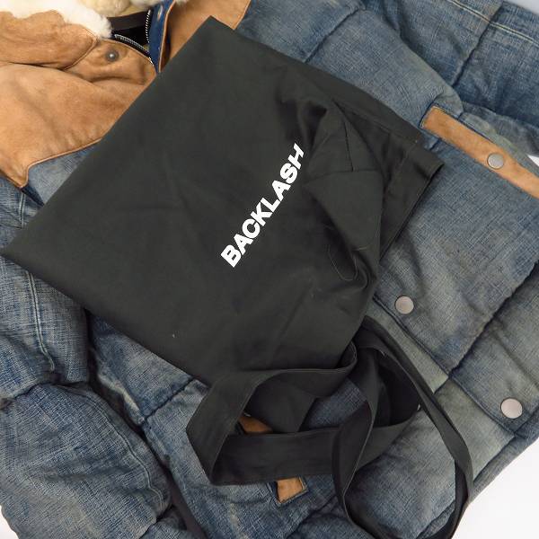 実際に弊社で買取させて頂いたBACKLASH/バックラッシュ デニム8オンス ジャパンカーフスエード ベビーメリノ ダウンジャケット 1393-02/Mの画像 7枚目