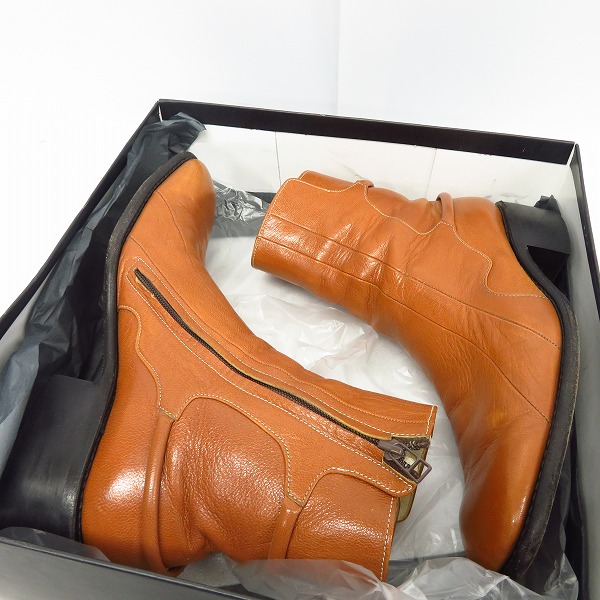 実際に弊社で買取させて頂いたalfredoBANNISTER/アルフレッドバニスター レザー サイドジップ ブーツ ブラウン/42の画像 8枚目