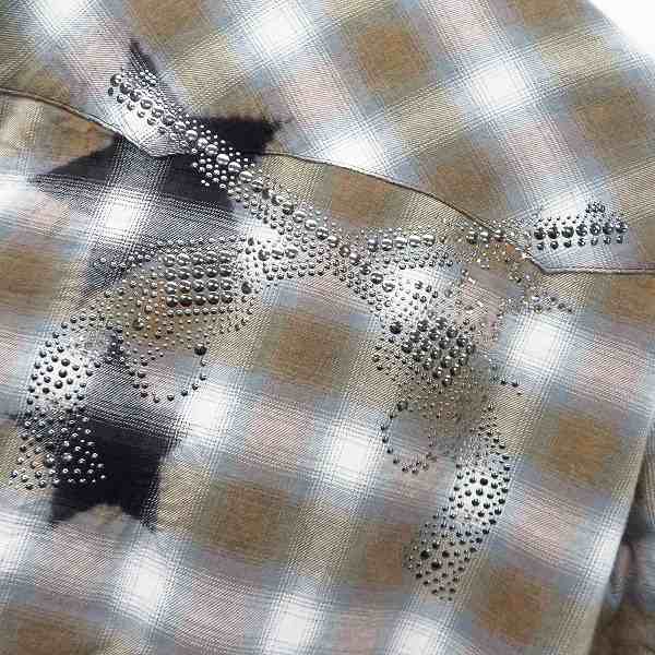 実際に弊社で買取させて頂いた【未使用】roarguns/ロアーガンズ スタッズ/スワロ クロスガン スター オンブレチェックシャツ 18FGS-03A/2の画像 5枚目