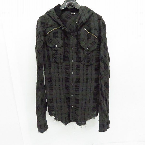 実際に弊社で買取させて頂いたL.G.B./ルグランブルー SHIRT-G/PK/M シワ加工 チェック柄 フーディー 長袖シャツ/1