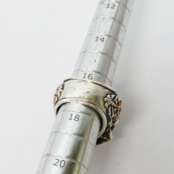 実際に弊社で買取させて頂いたLEATHERS AND TREASURES/レザーズアンドトレジャーズ K18 クロスオーバルリングwブラックダイヤ 17-18号の画像 7枚目