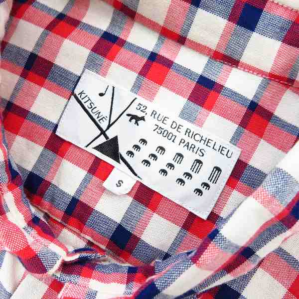 実際に弊社で買取させて頂いたMAISON KITSUNE/メゾンキツネ ボタンフライ チェック柄 長袖シャツ/Sの画像 2枚目
