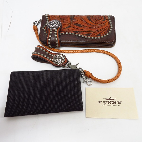 実際に弊社で買取させて頂いたFUNNY/ファニー ウォレットチェーン付き コンチョ レザー 長財布の画像 8枚目