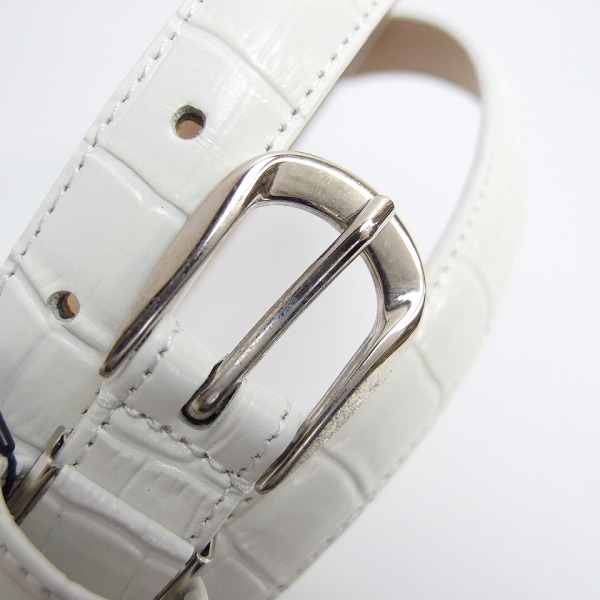 実際に弊社で買取させて頂いた【未使用】kappa/カッパ ゴルフ レザーベルト クロコ型押し ホワイト 88の画像 1枚目