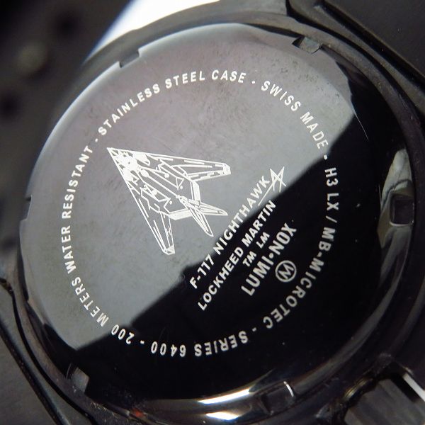 実際に弊社で買取させて頂いたLUMINOX/ルミノックス F-117 ステルス ナイトホーク腕時計/6402 替えベルト付き【動作未確認】の画像 3枚目