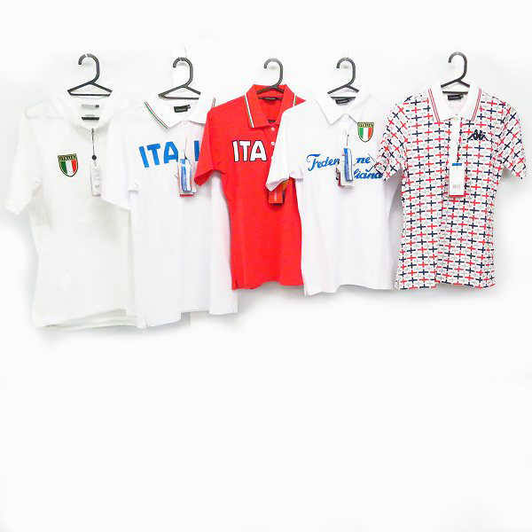 実際に弊社で買取させて頂いた【未使用】kappa/カッパ  ゴルフ 半袖ポロシャツ/ハーフジップポロ 白/総柄他 Mサイズ 5点セット