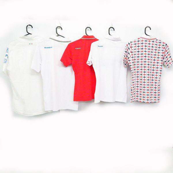 実際に弊社で買取させて頂いた【未使用】kappa/カッパ  ゴルフ 半袖ポロシャツ/ハーフジップポロ 白/総柄他 Mサイズ 5点セットの画像 1枚目