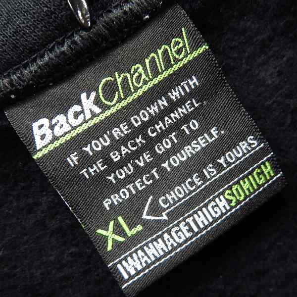 実際に弊社で買取させて頂いたBackChannel/バックチャンネル ジップアップパーカー ブラック/XLの画像 2枚目