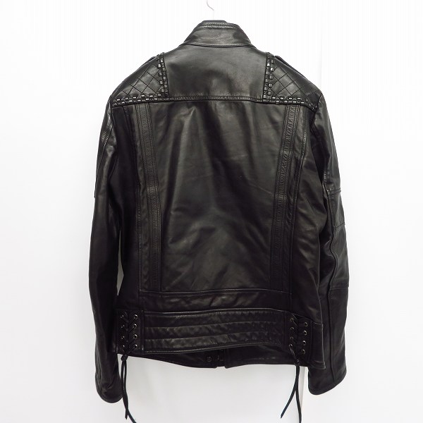 実際に弊社で買取させて頂いたDIESEL BLACK GOLD/ディーゼルブラックゴールド スタッズ レザー シングルライダース ジャケット/ブラック 48の画像 1枚目