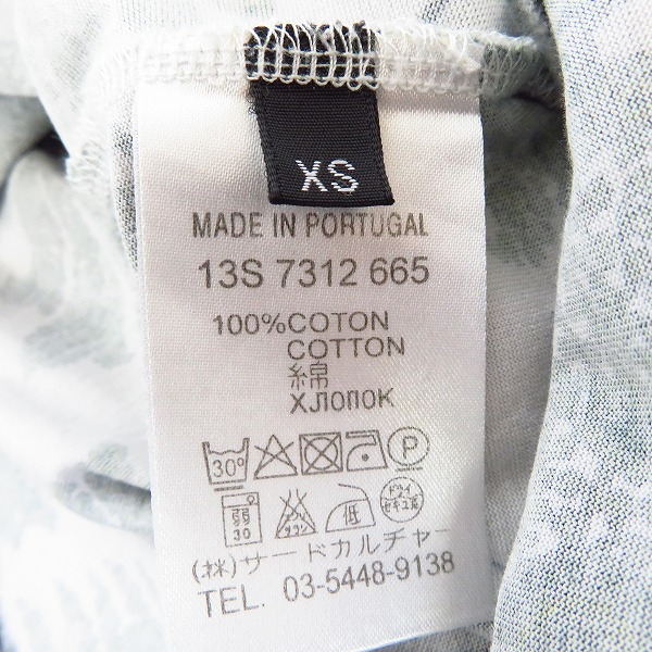 実際に弊社で買取させて頂いた【JPタグ】GIVENCHY/ジバンシィ 13SS ペイズリー飛行機プリントTシャツ 13S 7312 665/XSの画像 3枚目