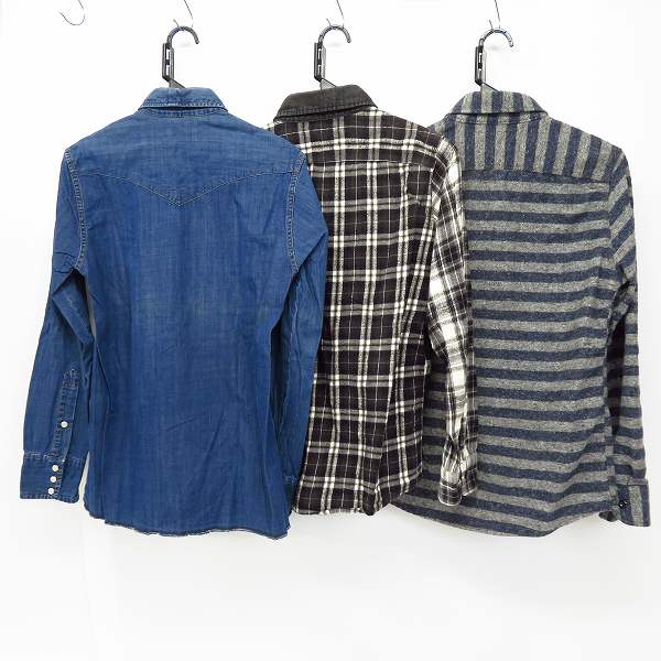 実際に弊社で買取させて頂いたBLUE BLUE/ブルーブルー チェック柄/ボーダー柄  等 長袖/ロングスリーブ シャツ Size：1(S) 3点セットの画像 1枚目