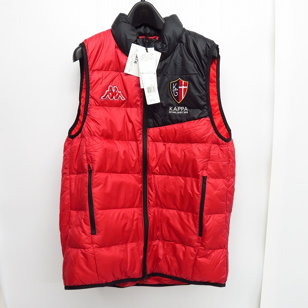 実際に弊社で買取させて頂いた【未使用】Kappa/カッパ ロゴワッペン付き ダウンベスト ゴルフウェア ブラック×レッド KG652VE42/L
