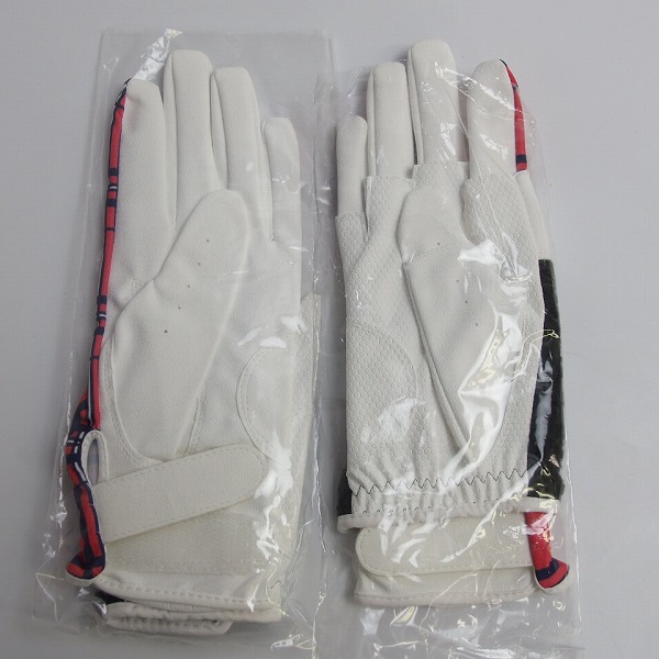 実際に弊社で買取させて頂いた【未使用】le coq sportif/ルコック ゴルフ グローブ/手袋 両手用 リボン付き/チェック 20-21cm(L) 3点セットの画像 4枚目