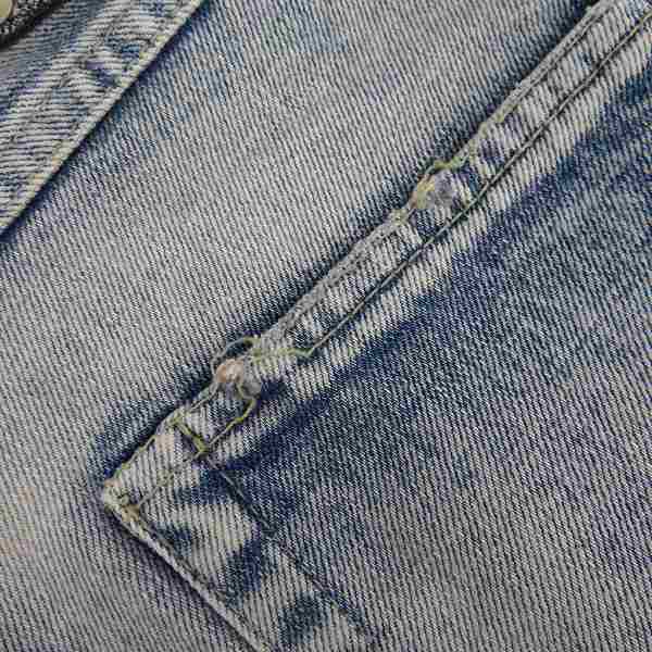 実際に弊社で買取させて頂いたBACKLASH/バックラッシュ ストレート ストレッチデニム13oz ユーズド加工 ステアーレザー/1483-18/Mの画像 6枚目