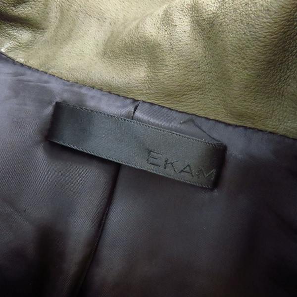 実際に弊社で買取させて頂いたEKAM/エカム 豚革/ピッグレザー レザーライダースジャケット Sの画像 2枚目