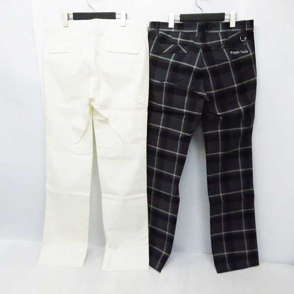 実際に弊社で買取させて頂いた【未使用】kappa/カッパ ゴルフ ロングパンツ ホワイト KG112PA08/グレー系 チェック KG152PA23 2点セット/85の画像 1枚目