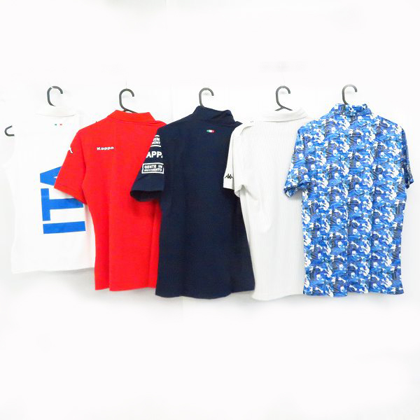 実際に弊社で買取させて頂いた【未使用】kappa/カッパ  ゴルフ 半袖ポロシャツ/ハーフジップポロ 白/ネイビー/赤他 Mサイズ 5点セットの画像 1枚目