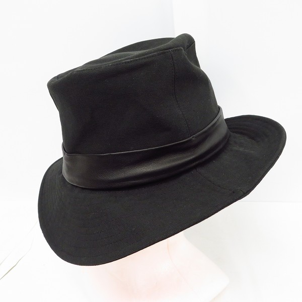 実際に弊社で買取させて頂いたBACKLASH/バックラッシュ ラムレザーリボン付き キャンバスコットン中折れハット 707-01の画像 2枚目