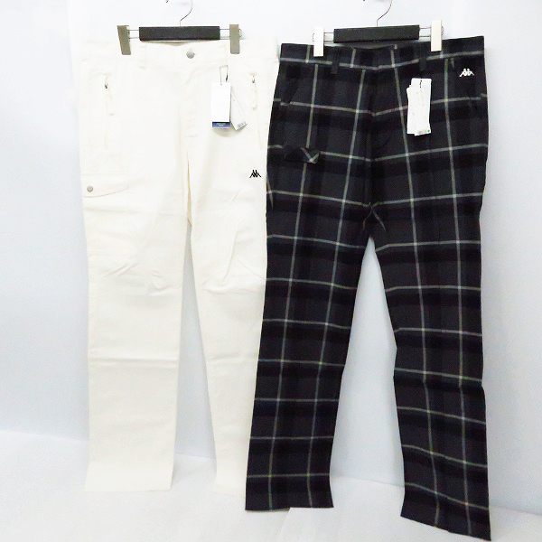 実際に弊社で買取させて頂いた【未使用】kappa/カッパ ゴルフ ロングパンツ ホワイト KG112PA08/グレー系 チェック KG152PA23 2点セット/85