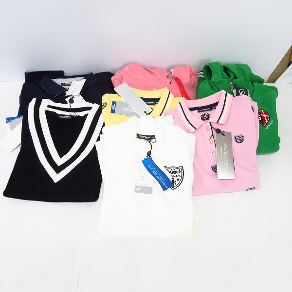 実際に弊社で買取させて頂いた【未使用】Kappa/カッパ レディース ゴルフウエア モノグラム刺繍シャツ/ワンピース/フード付きブルゾン等/S 7点セット