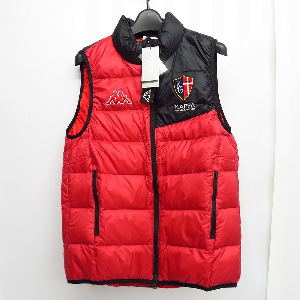 実際に弊社で買取させて頂いた【未使用】Kappa/カッパ ロゴワッペン付き ダウンベスト ゴルフウェア ブラック×レッド KG652VE42/M