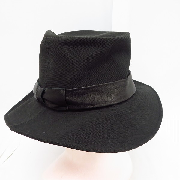 実際に弊社で買取させて頂いたBACKLASH/バックラッシュ ラムレザーリボン付き キャンバスコットン中折れハット 707-01の画像 1枚目