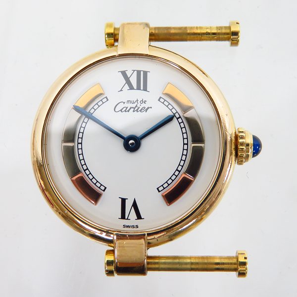 実際に弊社で買取させて頂いたCartier/カルティエ ヴェルメイユ トリニティ文字盤/925ケース レザーベルト欠品【動作未確認】の画像 1枚目