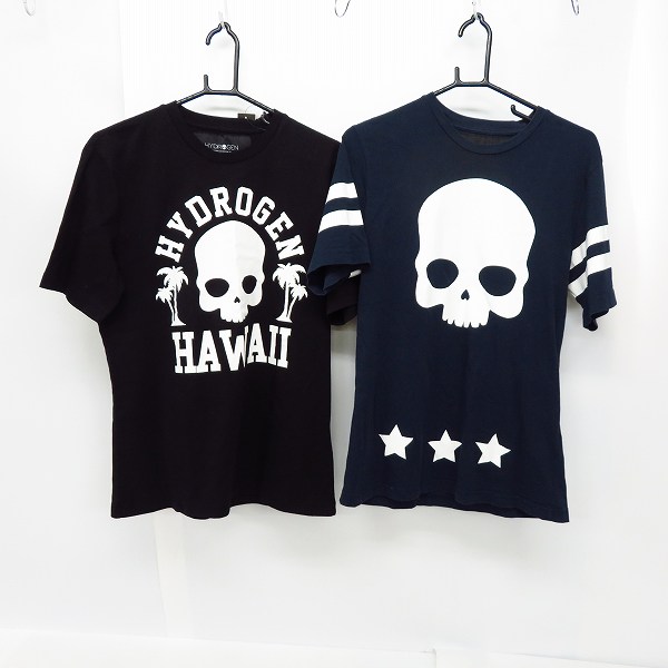 実際に弊社で買取させて頂いた【未使用含む】HYDROGEN/ハイドロゲン スカルプリント 半袖 Tシャツ/M L 2点セット