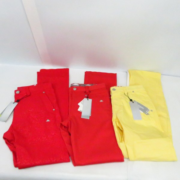 実際に弊社で買取させて頂いた【未使用】kappa/カッパ ゴルフ ハーフ/ロングパンツ 無地,チェック/レオパード柄 レッド,イエロー等 5点セット/79の画像 1枚目