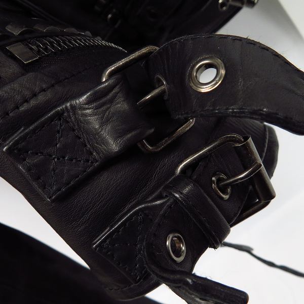 実際に弊社で買取させて頂いたDIESEL BLACK GOLD/ディーゼルブラックゴールド スタッズ レザー シングルライダース ジャケット/ブラック 48の画像 9枚目