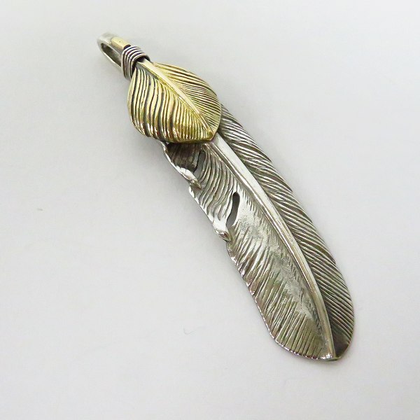 実際に弊社で買取させて頂いたTADY&KING/タディ＆キング 特大/LL K18/上金ハート SVフェザー ペンダント 左向きの画像 0枚目