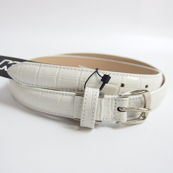 実際に弊社で買取させて頂いた【未使用】kappa/カッパ ゴルフ レザーベルト クロコ型押し ホワイト 88