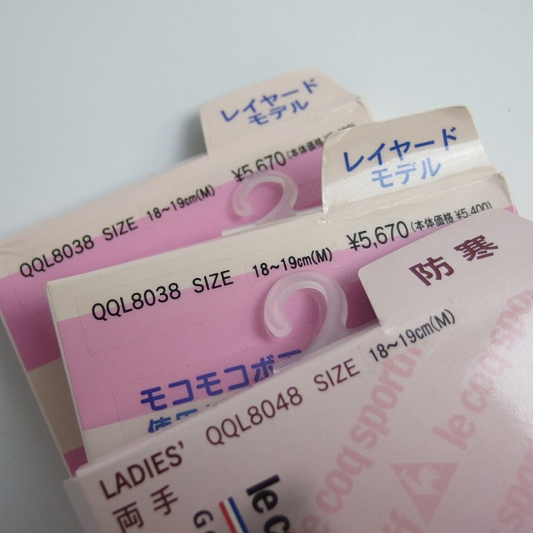 実際に弊社で買取させて頂いた【未使用】le coq sportif/ルコック ゴルフ グローブ/手袋 両手用 リボン付き/チェック 18-19cm(M) 3点セットの画像 1枚目