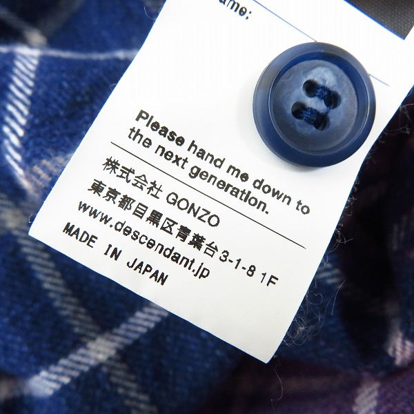 実際に弊社で買取させて頂いたDESCENDANT/ディセンダント 19SS コットン ネルシャツ/3の画像 4枚目