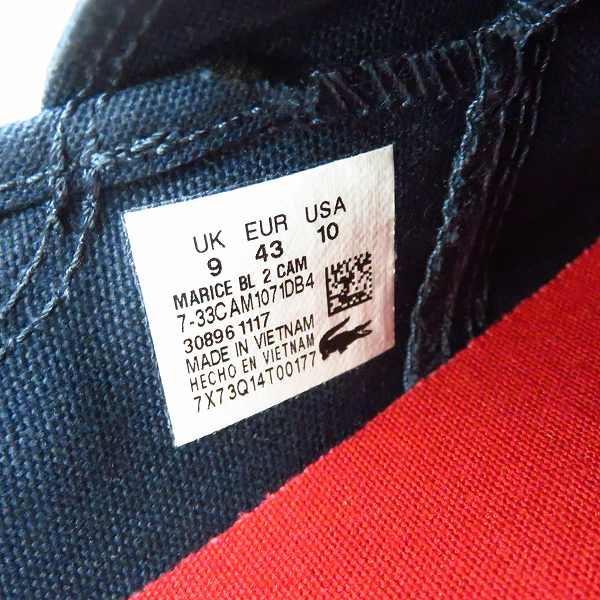 実際に弊社で買取させて頂いた【未使用】LACOSTE/ラコステ MARICE BL 2 CAM CANVAS 7-33CAM1071DB4 スリッポン/シューズ/US10 の画像 5枚目