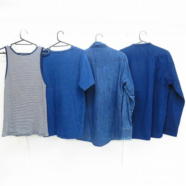 実際に弊社で買取させて頂いたブルーブルー/ティグルブロカンテ ウェスタンシャツ/ノーカラーシャツ/Tシャツ/タンクトップ 2/3/M 4点セット の画像 1枚目