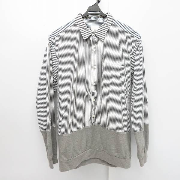 実際に弊社で買取させて頂いたuniform experiment/ユニフォームエクスペリメント ストライプ柄/スウェット 切替し 長袖 シャツ/4