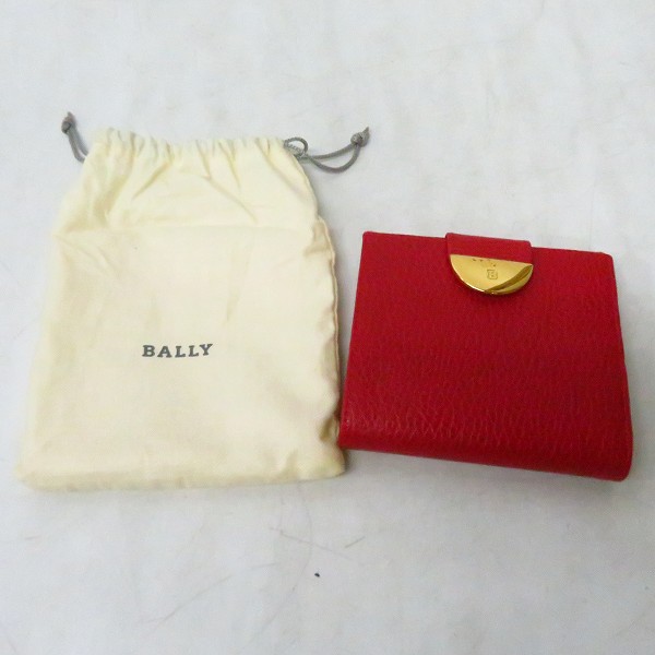実際に弊社で買取させて頂いたBALLY/バリー 二つ折り レザー ウォレット/財布 レッドの画像 7枚目
