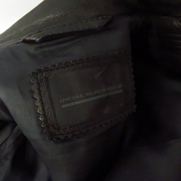 実際に弊社で買取させて頂いたDIESEL BLACK GOLD/ディーゼルブラックゴールド レザー ダブルライダース/ジャケット ブラック 48の画像 3枚目