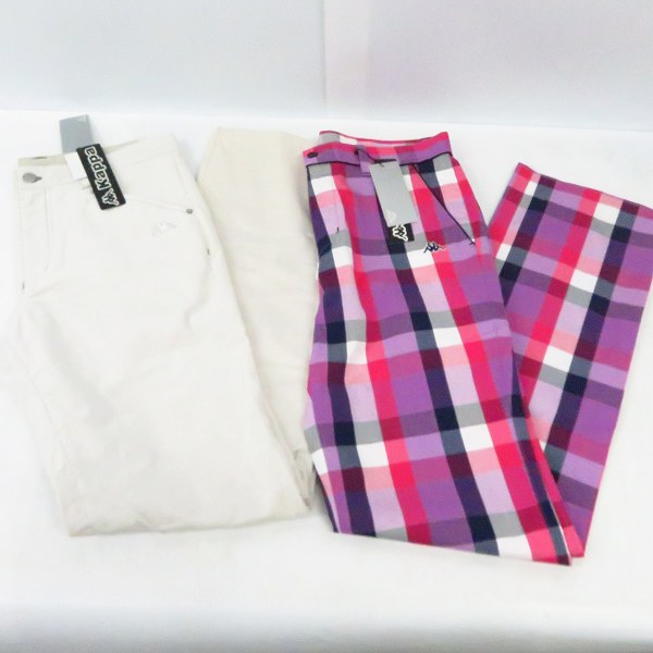 実際に弊社で買取させて頂いた【未使用】KAPPA/カッパ ゴルフ パンツ チェック/ブラック/柄物等 サイズ82 5点セットの画像 1枚目
